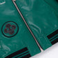Green-black Splicing Designed Lambskin Leather Varsity Bomber Jacket
