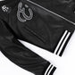 Black 3D Embroidery Patched Genuine Leather Varsity Letterman Jacket