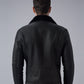 Black Biker Studded Real Shearling Sheepskin Leather Jacket