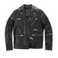 Black Multiple Zipped Slogan Print Moto Biker Leather Jacket