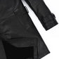 Black Structured Embroidery Belt Genuine Leather Trench Coat