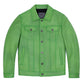 Light Green Classic Leather Trucker Jacket