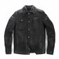 High Fashion Sturctured Bottoned Shirt Collar Genuine Leather Jacket