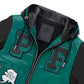 Hooded Color Splicing Designed Genuine Leather Bomber Jacket