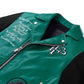 Lambskin Embroidery Patches Genuine Leather Moto Biker Jacket