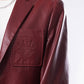 Red Pattern Patched Two Button Goatskin Leather Blazer Coat