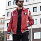 Red Genuine Leather Bomber Jacket Varsity Jacket